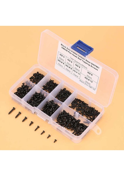 Dokunarak Vida 400 Adet Paslanmaz Çelik Kendiliğinden Sondaj M2/m2.6 Çapraz Tava Kafa Seti Hizalama Kiti Dıy Ağaç Işleme Siyah (Yurt Dışından)