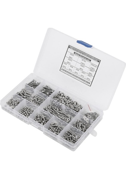 Yuvarlak Başlı Vida Somunu 810 Adet 304 Paslanmaz Çelik M3 Conta Çeşitleri Seti Kiti (Yurt Dışından)