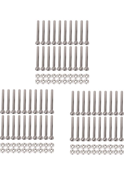 M2 x 20MM Uzun Altıgen Soket Tırtıllı Başlık Vidası Cıvata Somun Seti 60 Adet (Yurt Dışından)