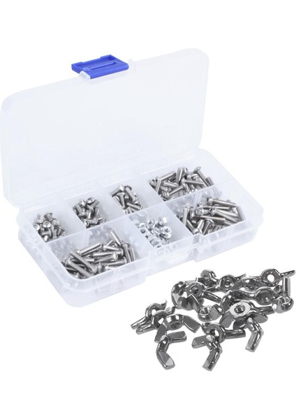 250 Adet Aksesuar: 20 Adet Kanatlı Somun Kelebek Somun Gümüş, M3X0.5MM & 230 Adet M3 Hex Hex Sürücü Düğme Başlığı Soket Kapak Cıvataları Vidalar Somunlar Çeşitler Kiti (Yurt Dışından)