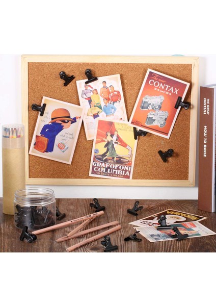 Quanbu 30 Adet Siyah Raptiye Klipleri Raptiyeli Okul Sanat Eserleri Projeleri Için Pano Fotoğrafları Bültende (Yurt Dışından) indirimleri