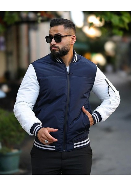 Tomiross-Berk Erkek Lacivert Kolej Yaka Su ve Rüzgar Geçirmez Slim Fit Elyaf Dolgulu Mont BERK-4563 modelleri