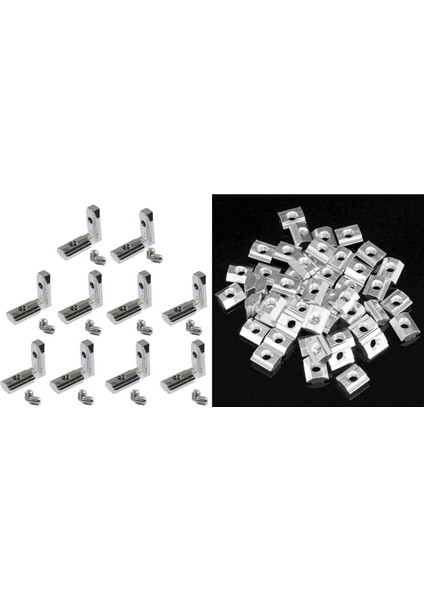 50 Adet M5 T Çinko Kaplama Karbon Çelik T Sürgülü Somun 20 Adet T Yuvası L Şekli Iç Köşe Konektörü Bağlantı Braketi (Yurt Dışından)