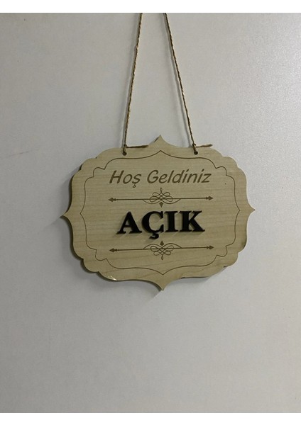 Güneş Lazer Ahşap Dekoratif Yönlendirme Kapı Süsü Açık Kapalı Yazısı Mdf Ahşap