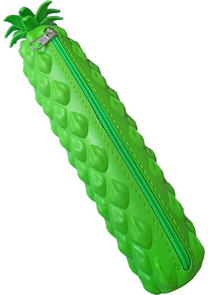 Silikon Ananas Kalemlik Yeşil 1 Adet Silikon Kalem Kutusu Eğlenceli Sevimli Ananas Figürlü Hediyelik Kalemlik