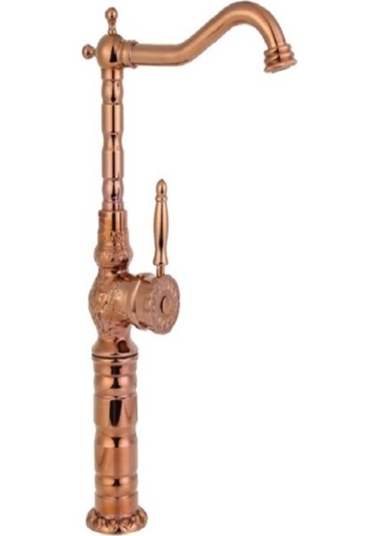 Rustik Desenli Çanak Lavabo Bataryası - Rose Gold