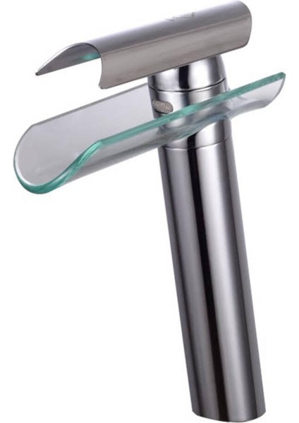Şelale Cam Çanak Banyo Bataryası - Krom