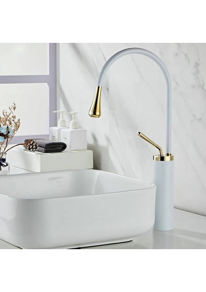 Milano Çanak Lavabo Eviye Bataryası - Beyaz Gold