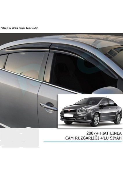 Araca Özel 2007+ Fiat Linea Cam Rüzgarlığı 4 Parça Siyah