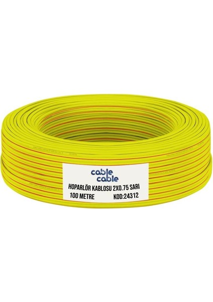 2X0.75MM Hoparlör Kablosu 100METRE Sarı-Kırmızı Çizgili