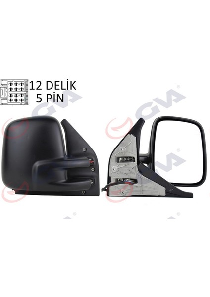Diş Dikiz Aynasi Sağ Transporter T5 Caravelle 04 Elektrikli Isitmali Astarli Konveks 5 Fiş VM-373EHPR Gnzrz