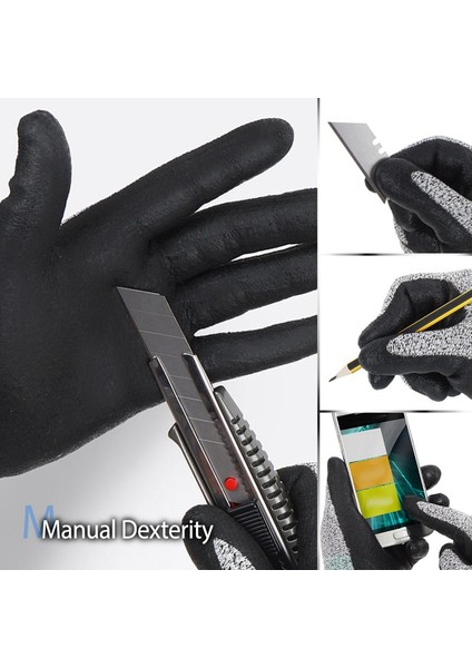 Seviye 5 Kesilmeye Dirençli Eldivenler 3D Konforlu Streç Kalıp, Dayanıklı Güçlü Kavrama Köpük Nitril, P Fda Gıdayla Temas, Smart Touch, Ince Makine Wble, Gri 1 Çift (Yurt Dışından)