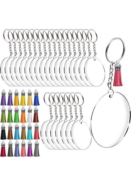 Akrilik Anahtarlık Boşlukları Şeffaf Yuvarlak Akrilik Diskler Daireler Dıy Projeleri ve El Sanatları Için Renkli T El Kolyeler (Yurt Dışından)