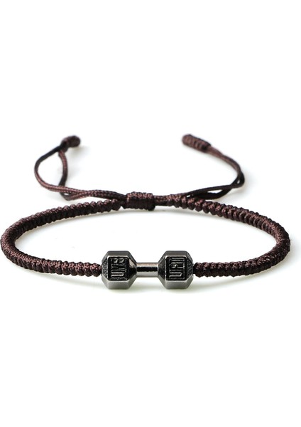 Charm Erkekler Dambıl Strand Bilezik El Yapımı Örgü Düğüm Ayarlanabilir Bilezikler Kadın Halter Spor Enerji Takı Çift Hediyeler (Yurt Dışından)