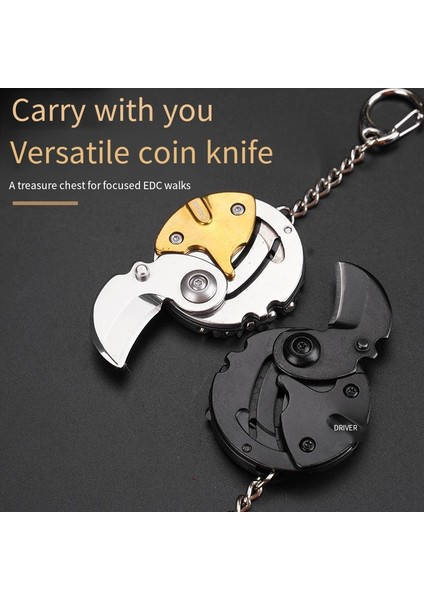 Mini Açık Katlanır Bıçak, Çok Fonksiyonlu Bozuk Para Bıçağı, Çok Amaçlı Taşınabilir Anahtarlık (Yurt Dışından)