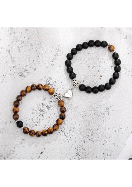 Moda Romantik Sahte Volkanik Taş Beyaz Turkuaz Aşk Manyetik Boncuklu Bilezik Çiftler Için Zarif El Yapımı Boncuk Hediye (Yurt Dışından) indirimleri