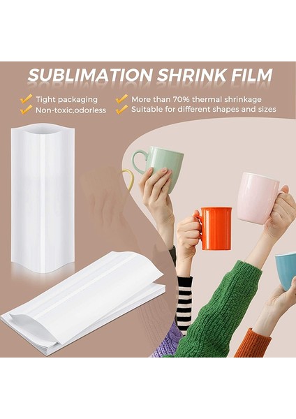 70 Adet Süblimasyon Shrink Wrap Film 5X10 Inç Isı Transferi Shrink Film Shrink Wrap Çanta Beyaz Shrink Wrap Bantları Kupa Için (Yurt Dışından)