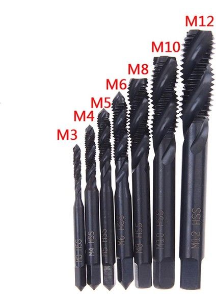 Adet Hss Makine Vida Dişi Metrik Fiş Musluk Matkap Seti M3 M4 M5 M6 M8 M10 M12 Podazz (Yurt Dışından)