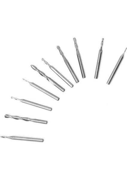 Cnc Gravür Aracı Bit 10 Adet Freze Kesici Çimentolu Karbür Topu Kafa Spiral Tip Makine 1.0-3.175MM (Yurt Dışından)