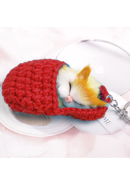 Sevimli Uyuyan Kedi Ponpon Anahtarlıklar Kadın Kızlar El Yapımı Dokuma Terlik Taklit Kürk Yavru Anahtar Yüzükler Kabarık Çanta Araba Kolye Hediye (Yurt Dışından) fiyatları