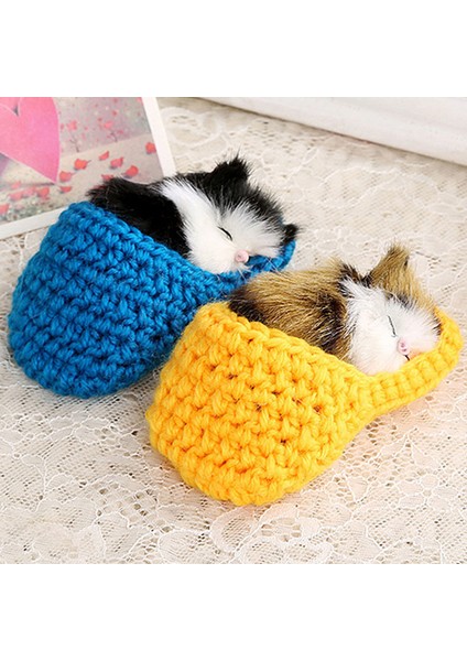 Sevimli Uyuyan Kedi Ponpon Anahtarlıklar Kadın Kızlar El Yapımı Dokuma Terlik Taklit Kürk Yavru Anahtar Yüzükler Kabarık Çanta Araba Kolye Hediye (Yurt Dışından) fırsatları