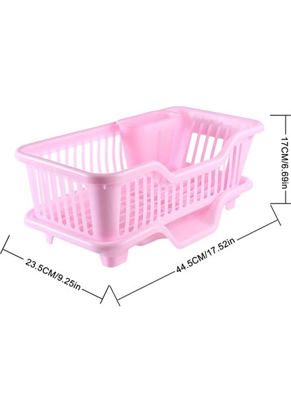 Çevresel Plastik Mutfak Lavabo Bulaşık Damlalıklı Set Raf Yıkama Tutucu Sepet Organizatör Tepsi, Yaklaşık 17,5 x 9,5 x 7 Inç (Pembe) (Yurt Dışından) fırsatları
