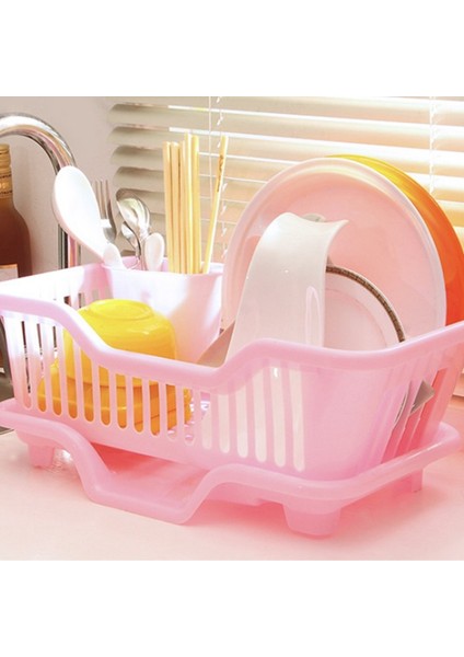 Çevresel Plastik Mutfak Lavabo Bulaşık Damlalıklı Set Raf Yıkama Tutucu Sepet Organizatör Tepsi, Yaklaşık 17,5 x 9,5 x 7 Inç (Pembe) (Yurt Dışından) indirimleri