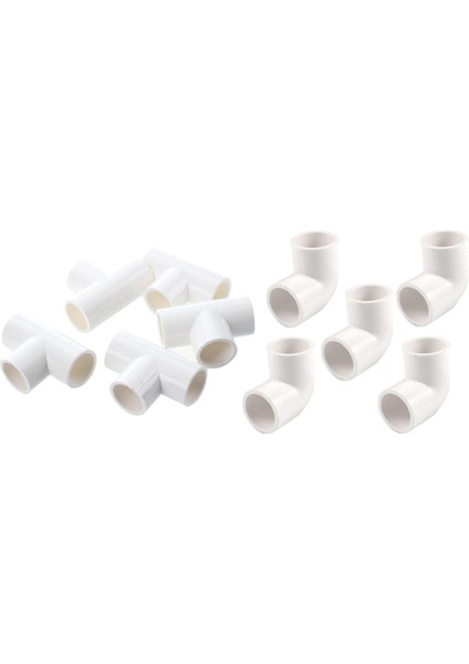 20MM Pvc Tee 3 Yollu Su Borusu Boru Adaptör Konnektörleri Beyaz 5 Adet ve Çap 90 Açı Derece Dirsek Konnektörü 5 Adet (Yurt Dışından)