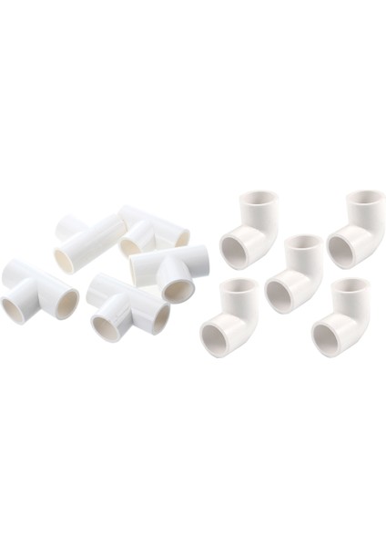 20MM Pvc Tee 3 Yollu Su Borusu Boru Adaptör Konnektörleri Beyaz 5 Adet ve Çap 90 Açı Derece Dirsek Konnektörü 5 Adet (Yurt Dışından)