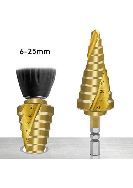 6-25MM Hex Titanyum Kaplamalı Adım Koni Matkap Ucu Delik Metal Ahşap Kesici Hss Aracı Podazz (Yurt Dışından)