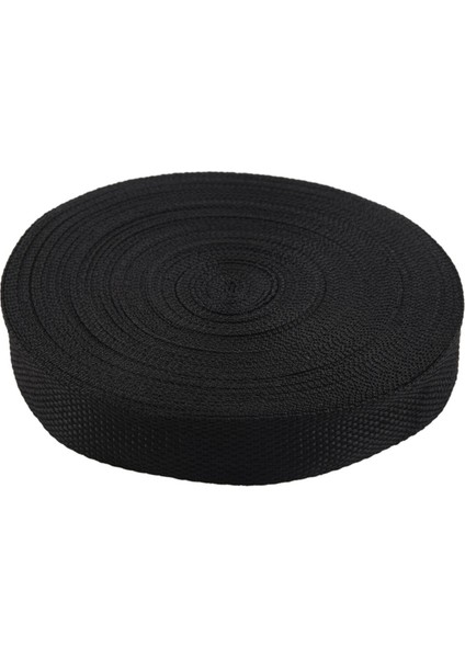 Adet 25MM x 20M Rulo Naylon Bant Kayışı Dokuma Çanta Çemberleme Kemer Yapımı Dıy Craft-Siyah (Yurt Dışından)