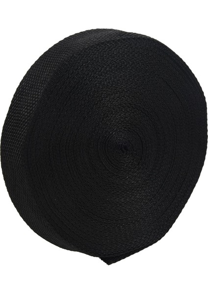 Adet 25MM x 20M Rulo Naylon Bant Kayışı Dokuma Çanta Çemberleme Kemer Yapımı Dıy Craft-Siyah (Yurt Dışından)