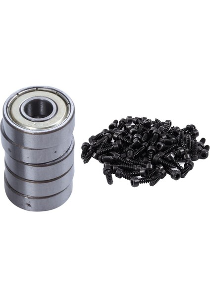 100 Adet 3mm x 10MM Konu Altıgen Kafa Akıllı Vidalar Siyah 15 Adet 608ZZ Çift Korumalı Rulmanlar Gümüş (Yurt Dışından)