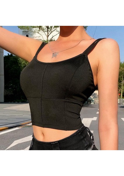 Ince Omuz Askılı Yelek Askılı Üst Göbek Yelek Siyah L Beden (Yurt Dışından) modelleri
