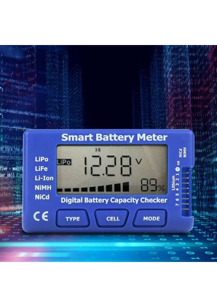 LCD Arka Aydınlatma Ekranlı 5'i 1 Arada Akıllı Dijital Pil Ölçer Kapasite Kontrol Cihazı (Yurt Dışından) fiyatları