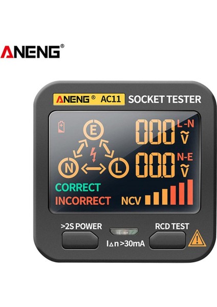 Aneng AC11 Akıllı Soket Test Cihazı LCD Ekran Kaçak Anahtarı Güvenlik Tespiti (Yurt Dışından)