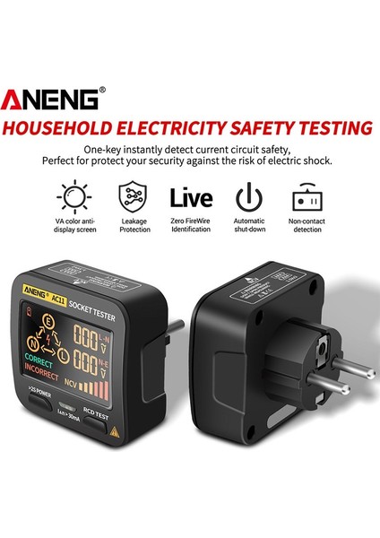 Aneng AC11 Akıllı Soket Test Cihazı LCD Ekran Kaçak Anahtarı Güvenlik Tespiti (Yurt Dışından) modelleri
