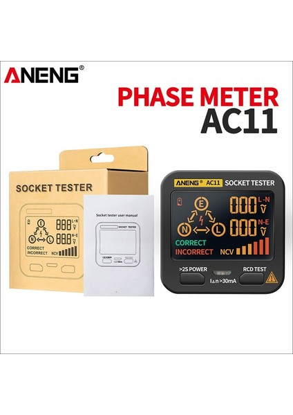 Aneng AC11 Akıllı Soket Test Cihazı LCD Ekran Kaçak Anahtarı Güvenlik Tespiti (Yurt Dışından) fırsatları