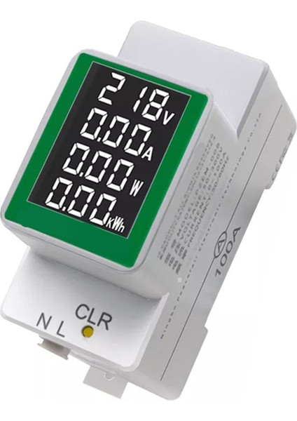 1 Adet Beyaz Ac Dijital Ekran Ölçer Çok Fonksiyonlu Ray Ölçer AC50-300V/100A Test Cihazı (Yurt Dışından)