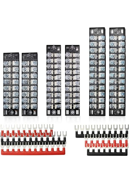 Vidalı Terminal Şeridi, 6 Adet Çift Sıralı 8/10/12 Pozisyon Vidalı Terminal Şeridi 600V 15A + 6 Adet Terminal Bloğu Şerit Bariyer (Yurt Dışından)