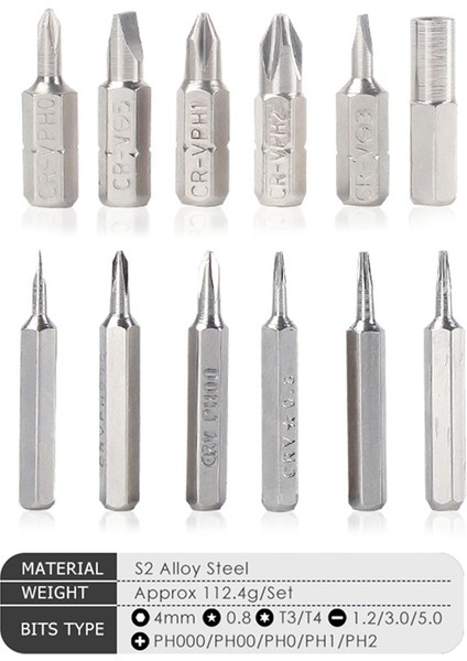 13 In 1 Takım Cırcır Tornavida Hassas Torx Hex Oluklu Çıkarılabilir Uçlar Çift Yönlü Dönme Kolu Taşınabilir El Aleti (Yurt Dışından)