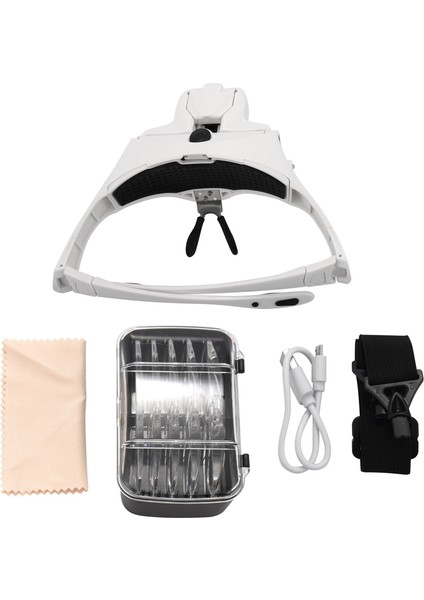 Zoroom Eller Serbest Kafa Bandı Büyüteç, USB Şarj Kafa Büyüteç LED Işık Takı Zanaat Izle Hobi 5 Lensler 1.0x 1.5x 2.0x 2.5x 3.5x (Yurt Dışından)