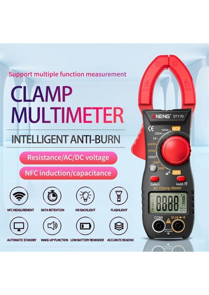 Aneng ST170 Dijital Pens Metre Dc/ac Akım Multimetre Ampermetre Gerilim Test Cihazı Araba Amp Hz Kapasite Ncv Ohm Testi (Pil Yok) (Yurt Dışından)