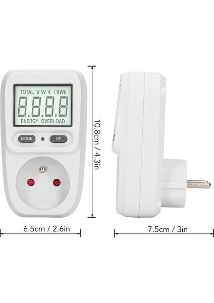 Akıllı Güç Soketi, Fr Fiş 230V Abs Muhafaza Dijital Ekran Ev Kullanımı Için Elektrik Kullanımı Monitörü (Yurt Dışından) fırsatları