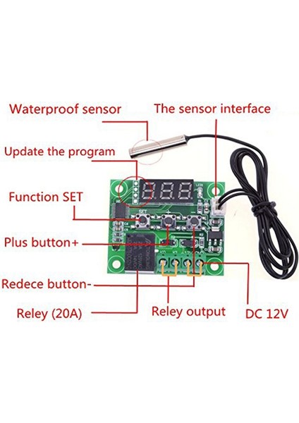 W1209 Dc 12V Termostat Sıcaklık Kontrol Anahtarı Termometre Kontrol Cihazı, Dijital LED Ekranlı, Kılıflı (Yurt Dışından) indirimleri