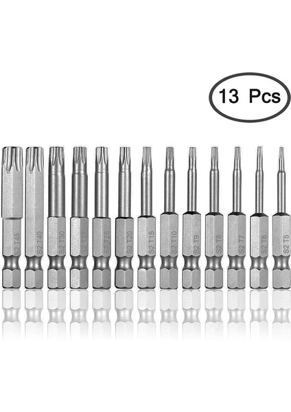 13 Adet 1/4 Inç Tornavida Ucu Seti S2 Çelik Hex Shank T5-T45 Manyetik Torx Kafa Yıldız 6 Nokta Tornavida Seti Araçları (Yurt Dışından) modelleri