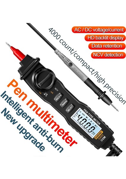 4000 Sayım Temassız Multimetre LCD Dijital Multimetre Ac/dc Gerilim Kapasite Diyot Metre Voltmetre Ampermetre Test Probu ile (Yurt Dışından) modelleri