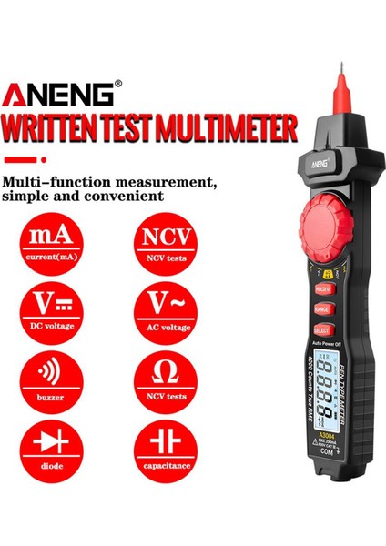 Aneng Kalem Tipi Multimetre 4000 Sayımlar Temassız Metre Ac/dc Gerilim Algılama Test Cihazı Aracı (Yurt Dışından)