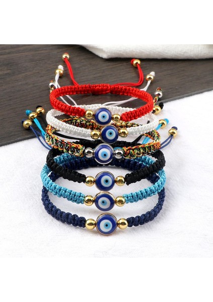 Yeni Nazar Örgülü Bilezik Şanslı Kırmızı Siyah Renk Iplik Çift Zincir El Yapımı Namaz Bilezik Pulsera Takı Arkadaş Için Hediye (Yurt Dışından)