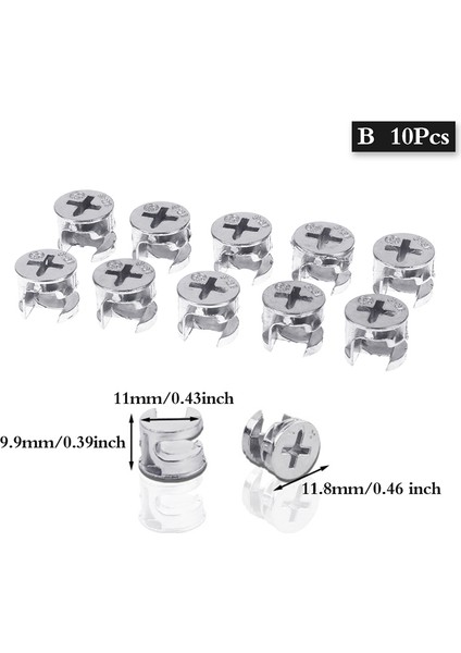 10 Adet Kalınlaşma Üçü Bir Arada Konnektör Eksantrik Tekerlek / Donanım / Konektör Sevıch (Yurt Dışından)